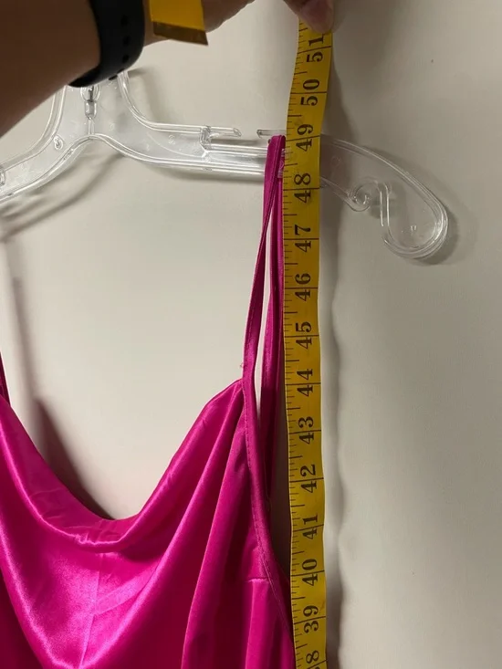 Hot Pink Satin Slip Dress - Picture 4 of 5